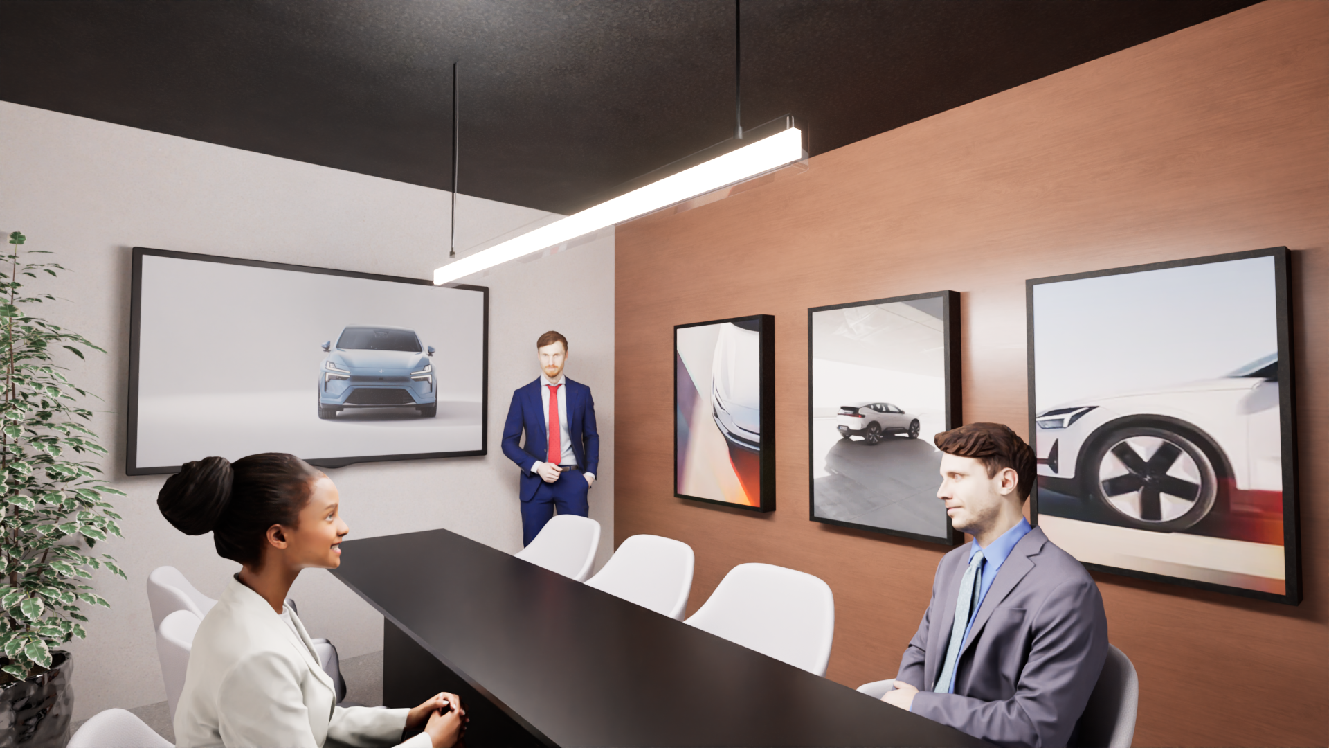 Graphic depicting UI-styled buttons with different categories of interior design items on top of an image of a modern interior living room.