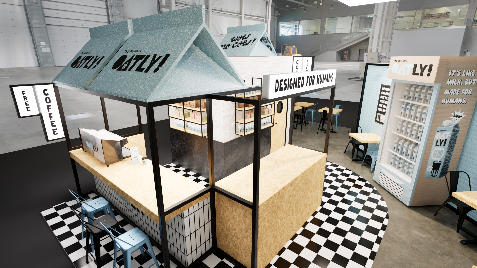 Graphic depicting UI-styled buttons with different categories of interior design items on top of an image of a modern interior living room.