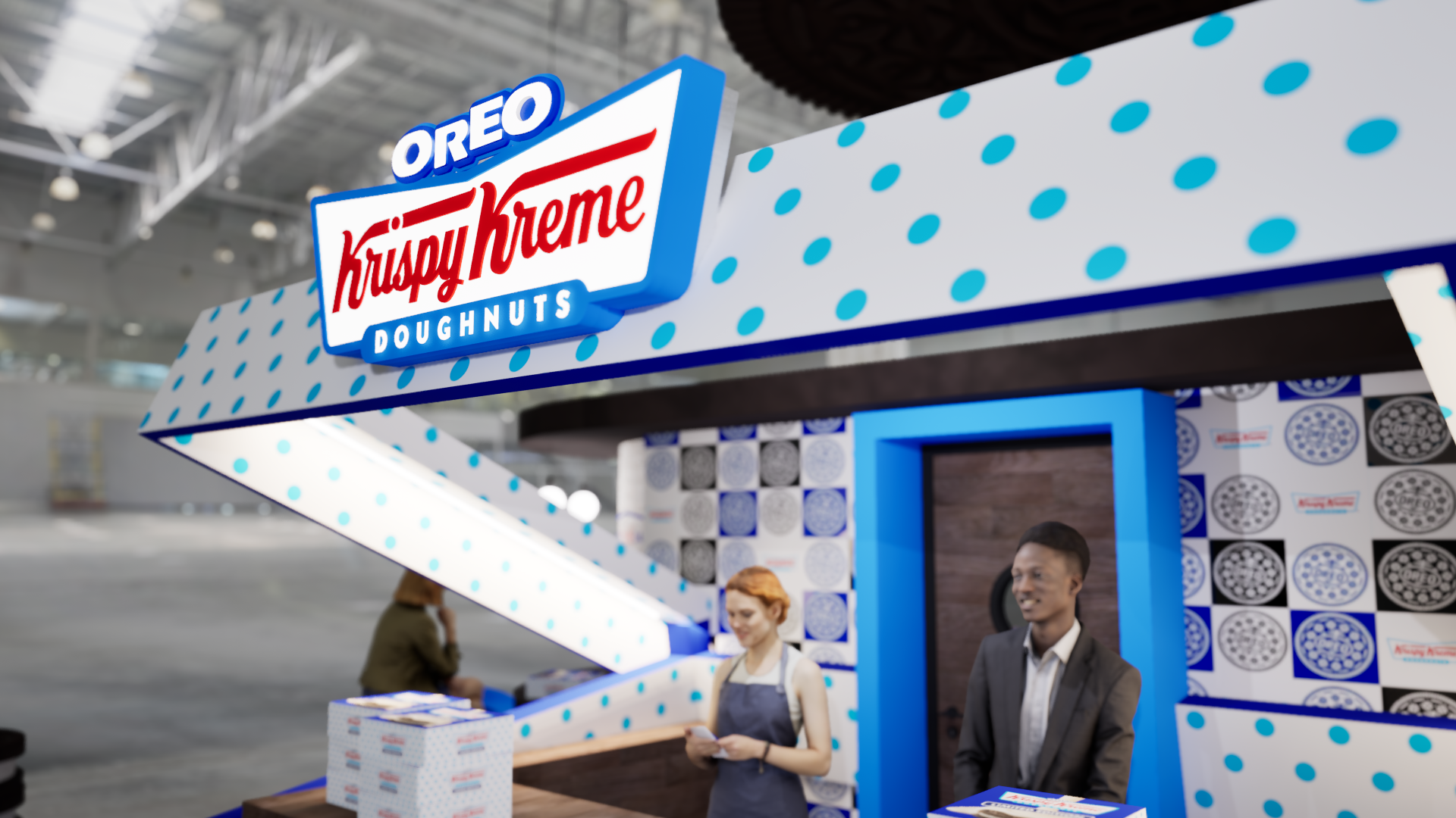 Graphic depicting UI-styled buttons with different categories of interior design items on top of an image of a modern interior living room.