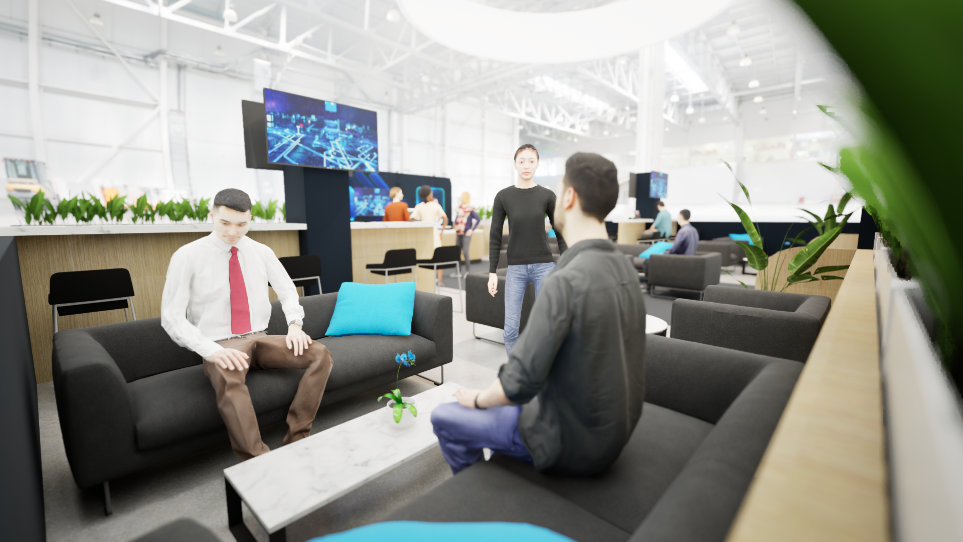 Graphic depicting a hexagonal cropped photo of an interior room design with grid lines along its borders.