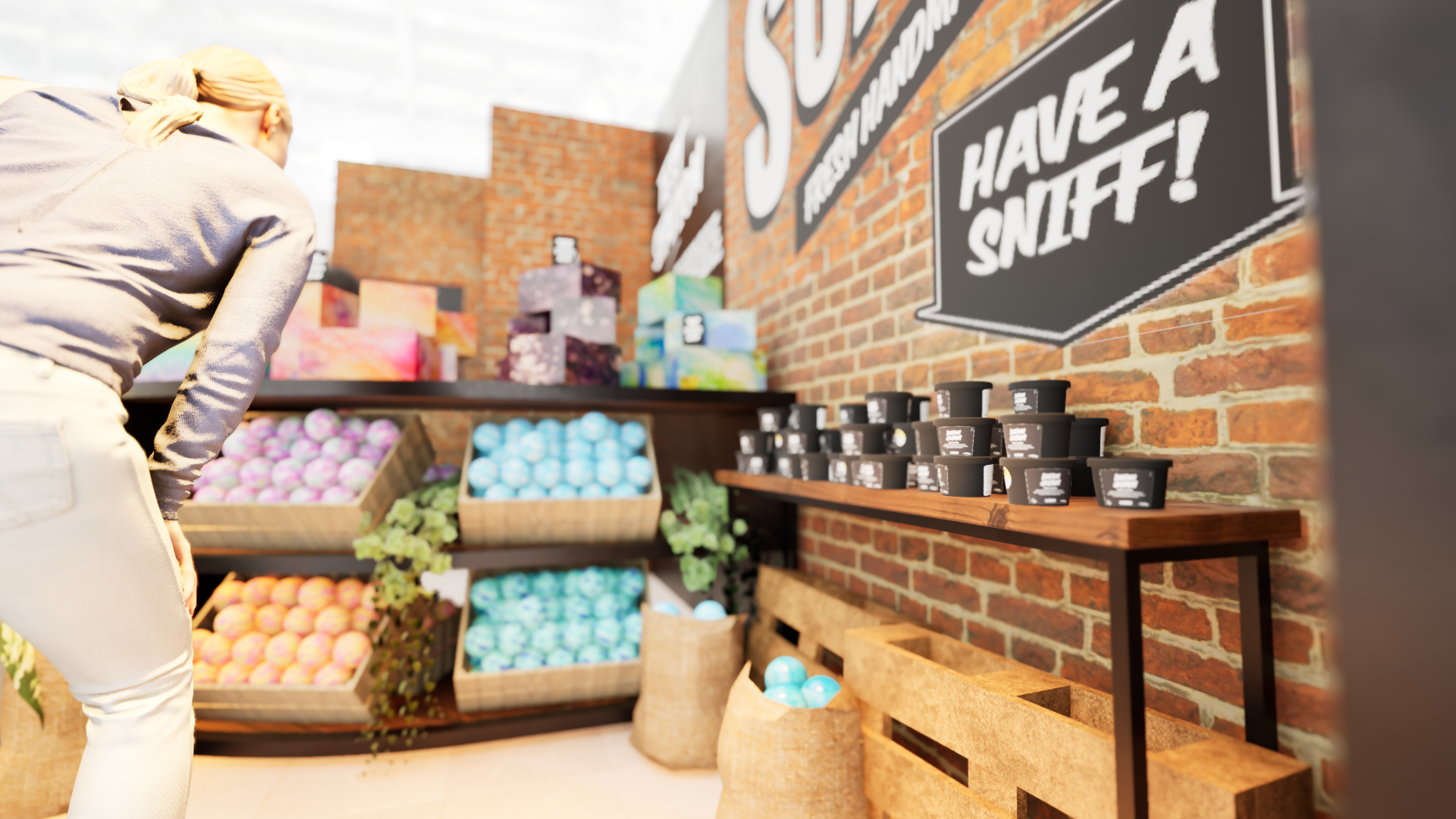 Graphic depicting a hexagonal cropped photo of an interior room design with grid lines along its borders.