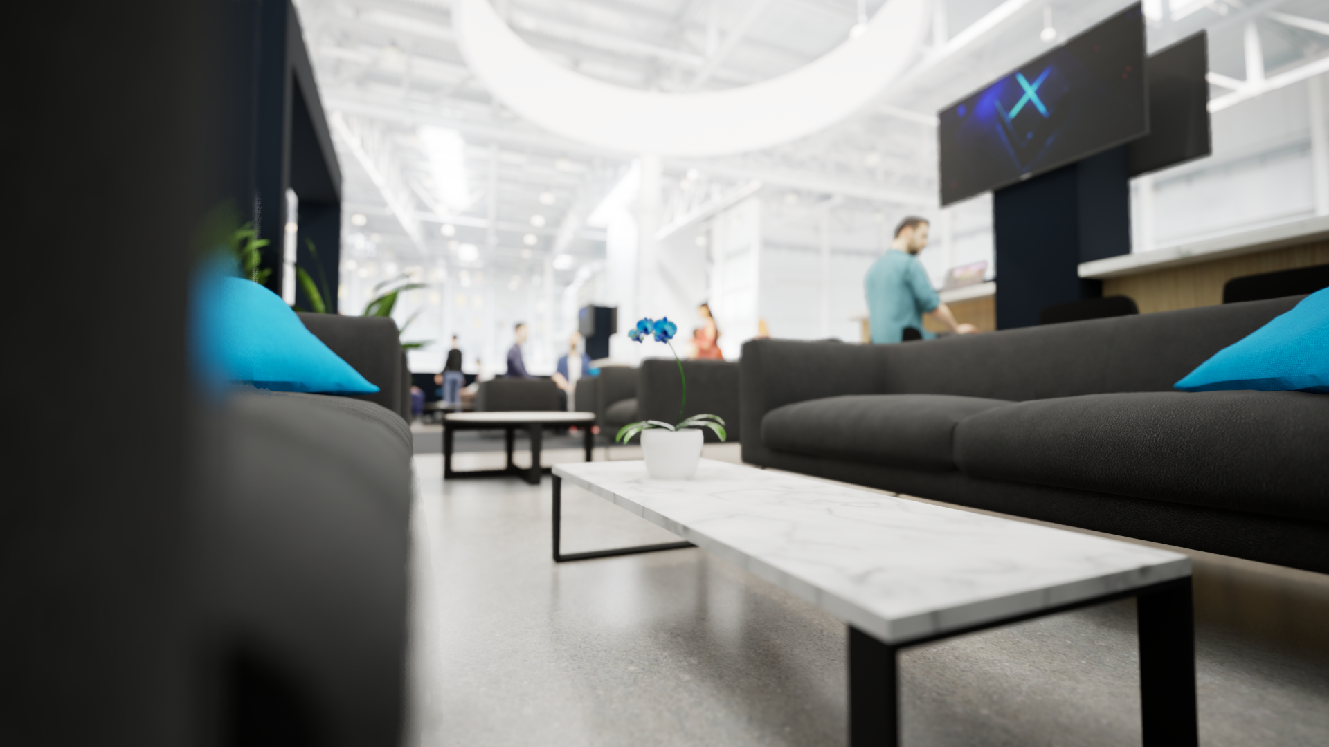 Stationery design of letterhead and business cards for the company Anders on top of a blurred photo of a house interior.