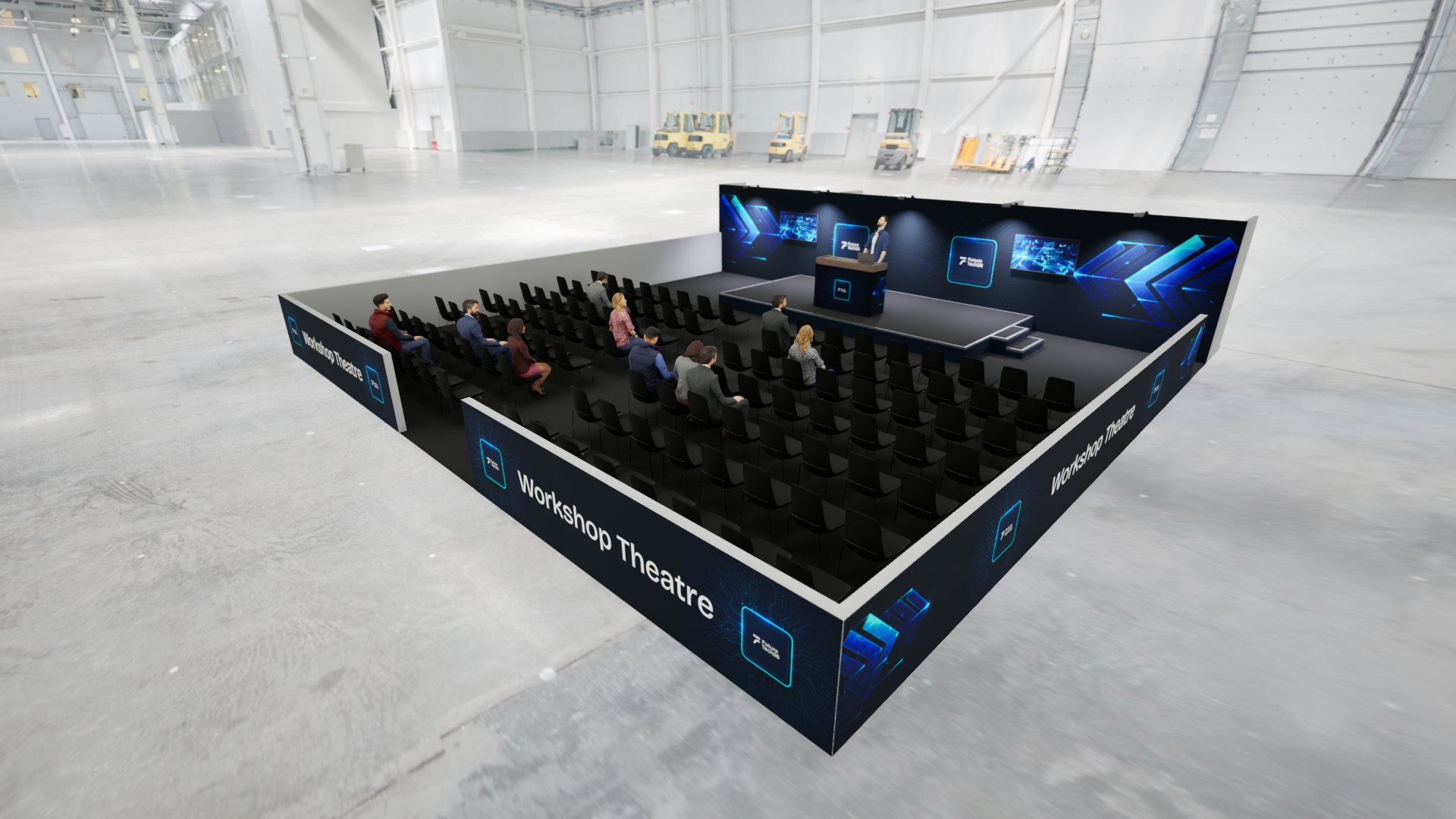 Graphic depicting a hexagonal cropped photo of an interior room design with grid lines along its borders.